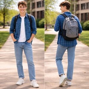 GAP Men's Long Sleeve Plaid Shirt in Blue and Green Slim fit Size US S